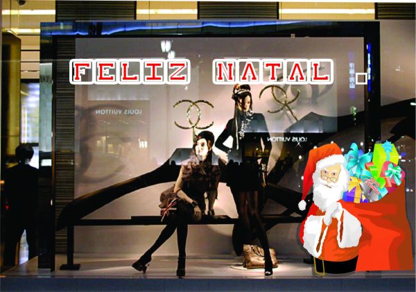 Vitrine com adesivo de Natal 03